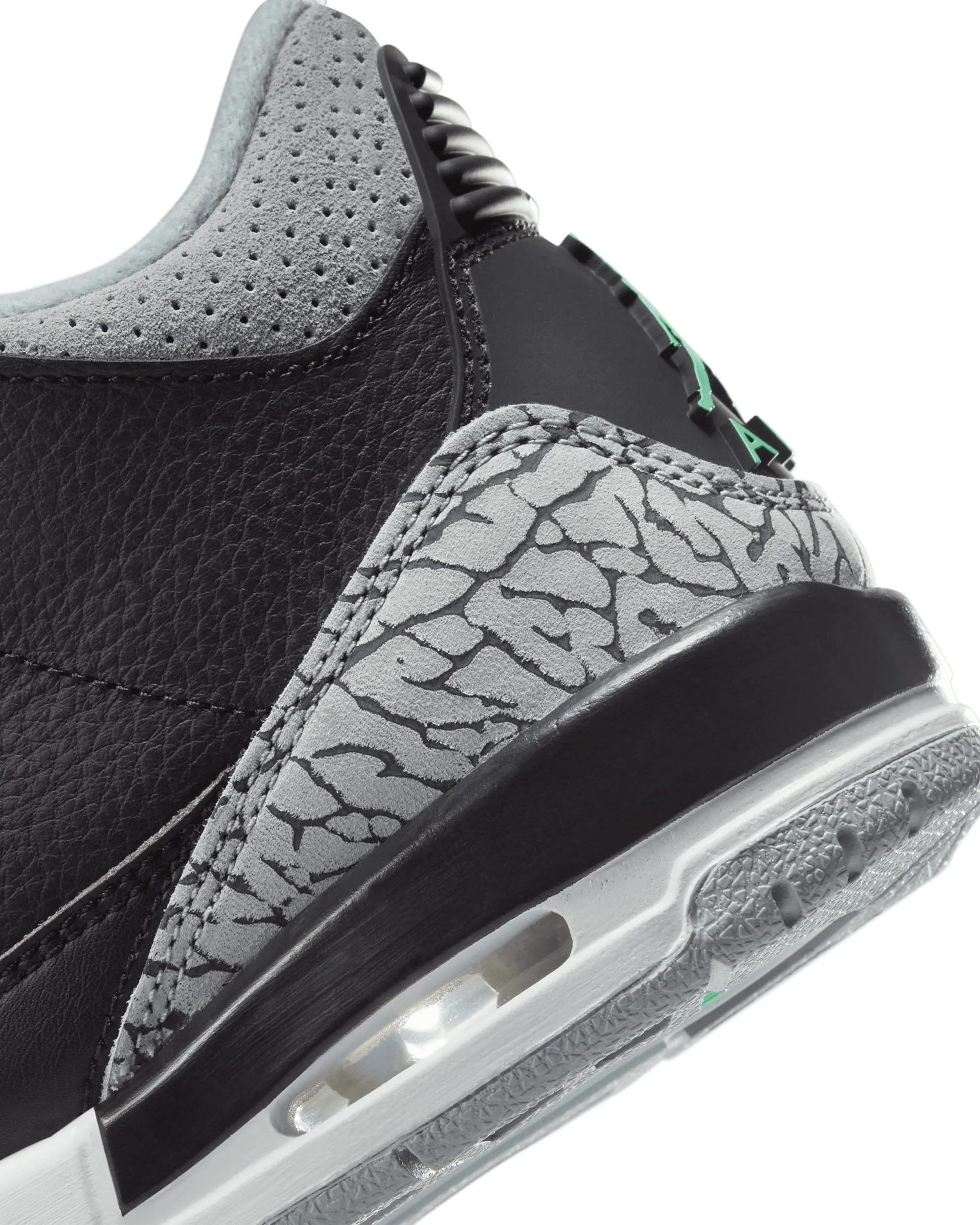 Air Jordan 3 Retro - Black / Green Glow / Wolf Grey