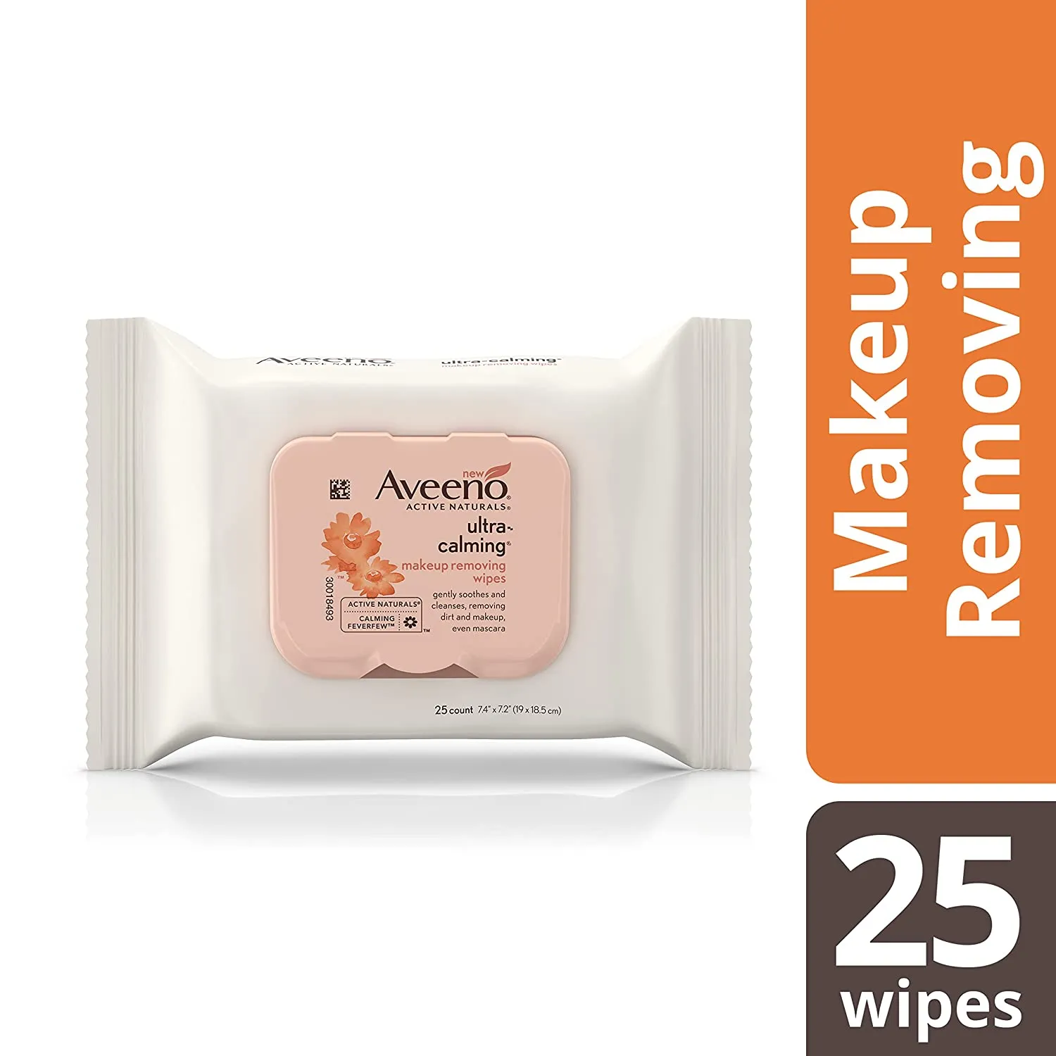 Aveeno Ultra-Calming Makeup Removing Facial Cleansing Wipes with Calming Feverfew Extract, Oil-Free Soothing Face Wipes for Sensitive Skin, Nourishing, Gentle & Non-Comedogenic, 25 Ct