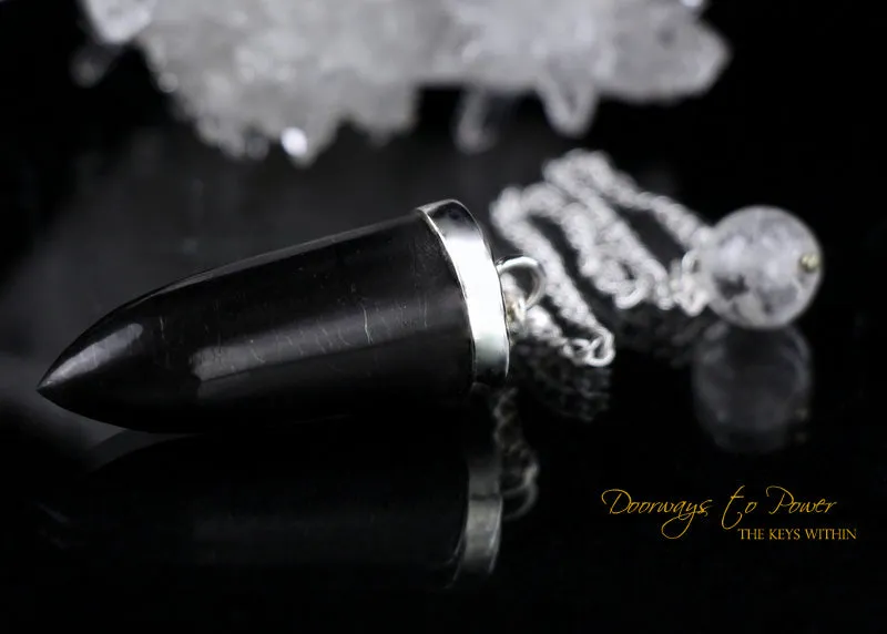 Black Tourmaline Crystal Pendulum  .925 SS