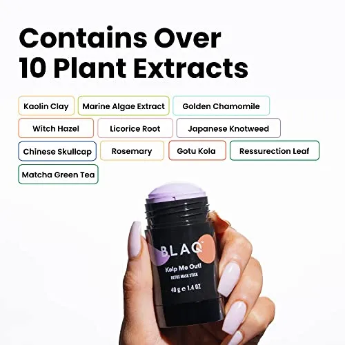 BLAQ Kelp Me Out Detox Mask Stick with Marine Algae and Kaolin Clay - Fast, mess free application - To calm, nourish, purify, protect, rejuvenate tired, dull-looking skin with anti-aging properties - for Face and body