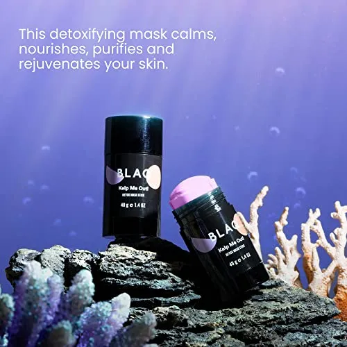 BLAQ Kelp Me Out Detox Mask Stick with Marine Algae and Kaolin Clay - Fast, mess free application - To calm, nourish, purify, protect, rejuvenate tired, dull-looking skin with anti-aging properties - for Face and body