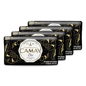 Camay Chic Citrus Beauty Soap with Aromatic Wood, Indulging French Fragrance, Moisturizing Bathing Body Soap with Nature’s Scent & Creamy Lather for Daily Skincare, 125g (Pack of 4)