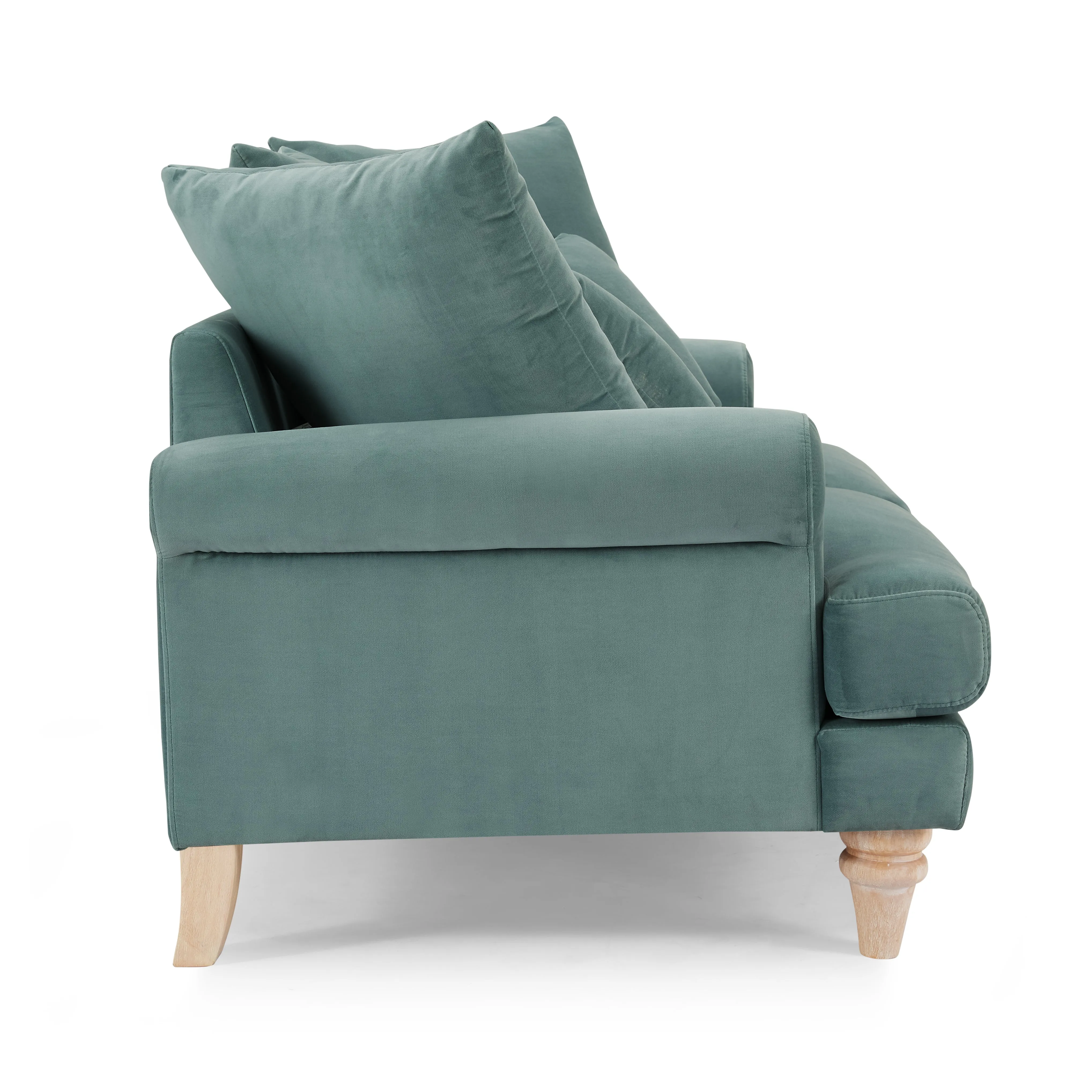 Churchill 2 Seater Sofa With Scatter Back Cushions, Luxury Teal Velvet