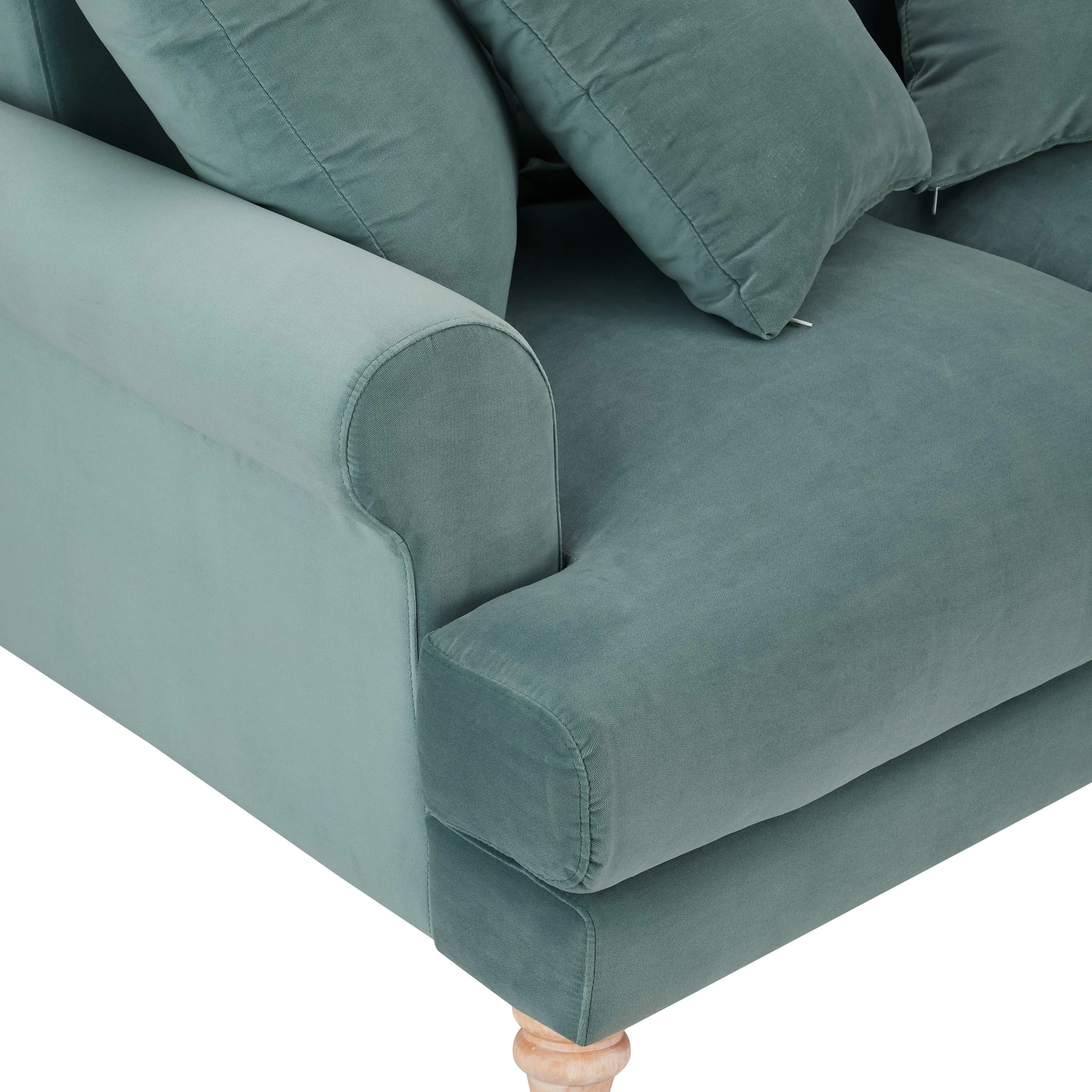 Churchill 2 Seater Sofa With Scatter Back Cushions, Luxury Teal Velvet