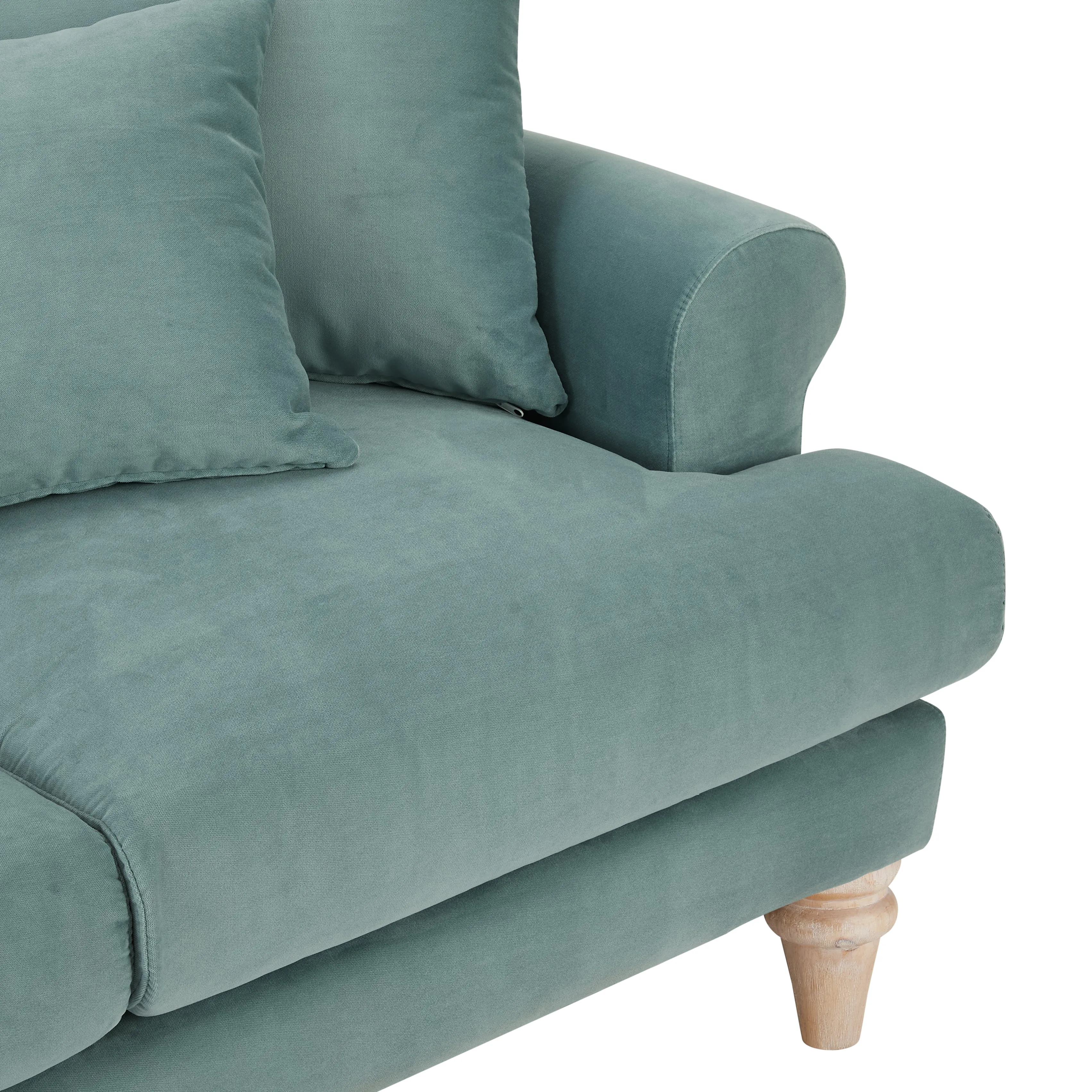 Churchill 2 Seater Sofa With Scatter Back Cushions, Luxury Teal Velvet