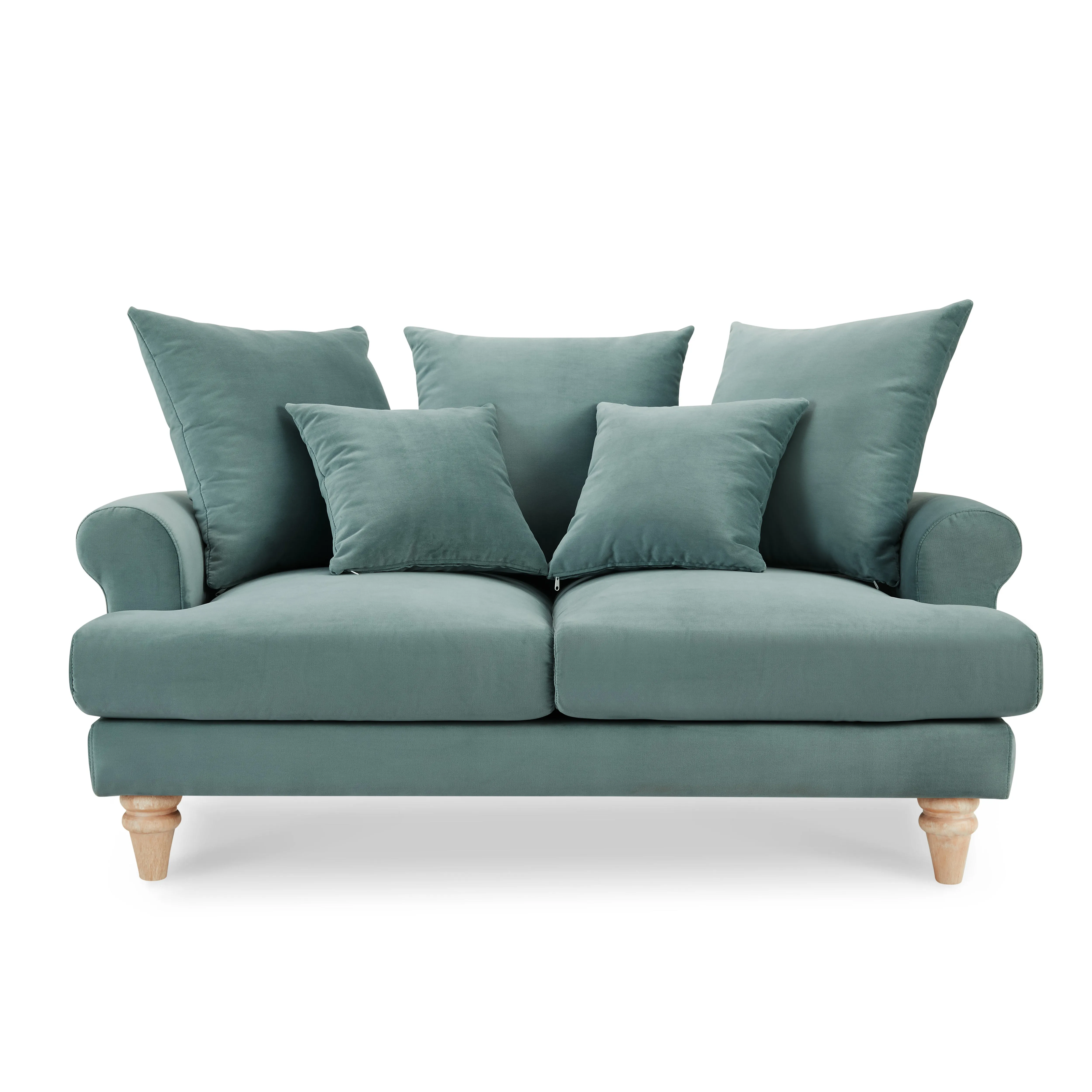 Churchill 2 Seater Sofa With Scatter Back Cushions, Luxury Teal Velvet