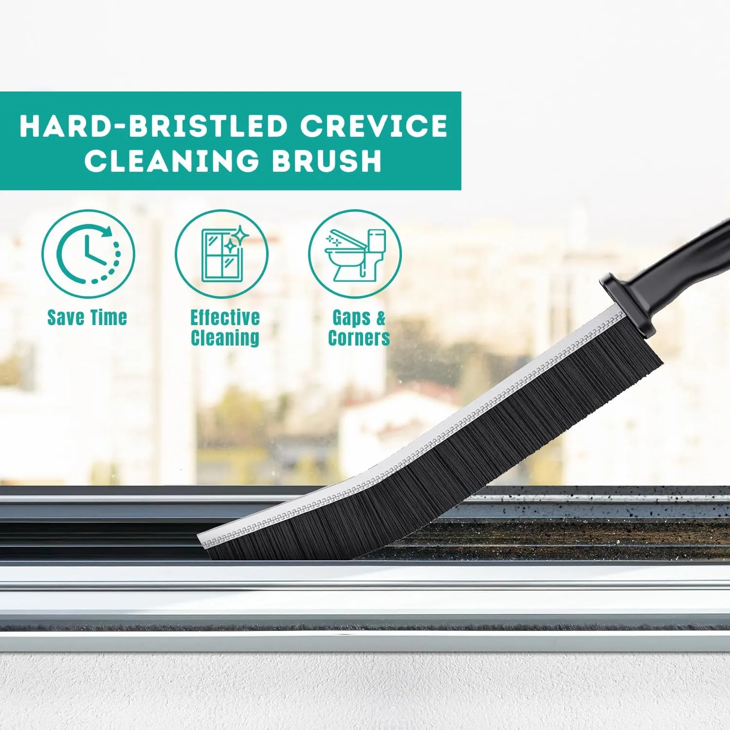 Crevice Cleaning Hard Bristle, Long Handle Brush