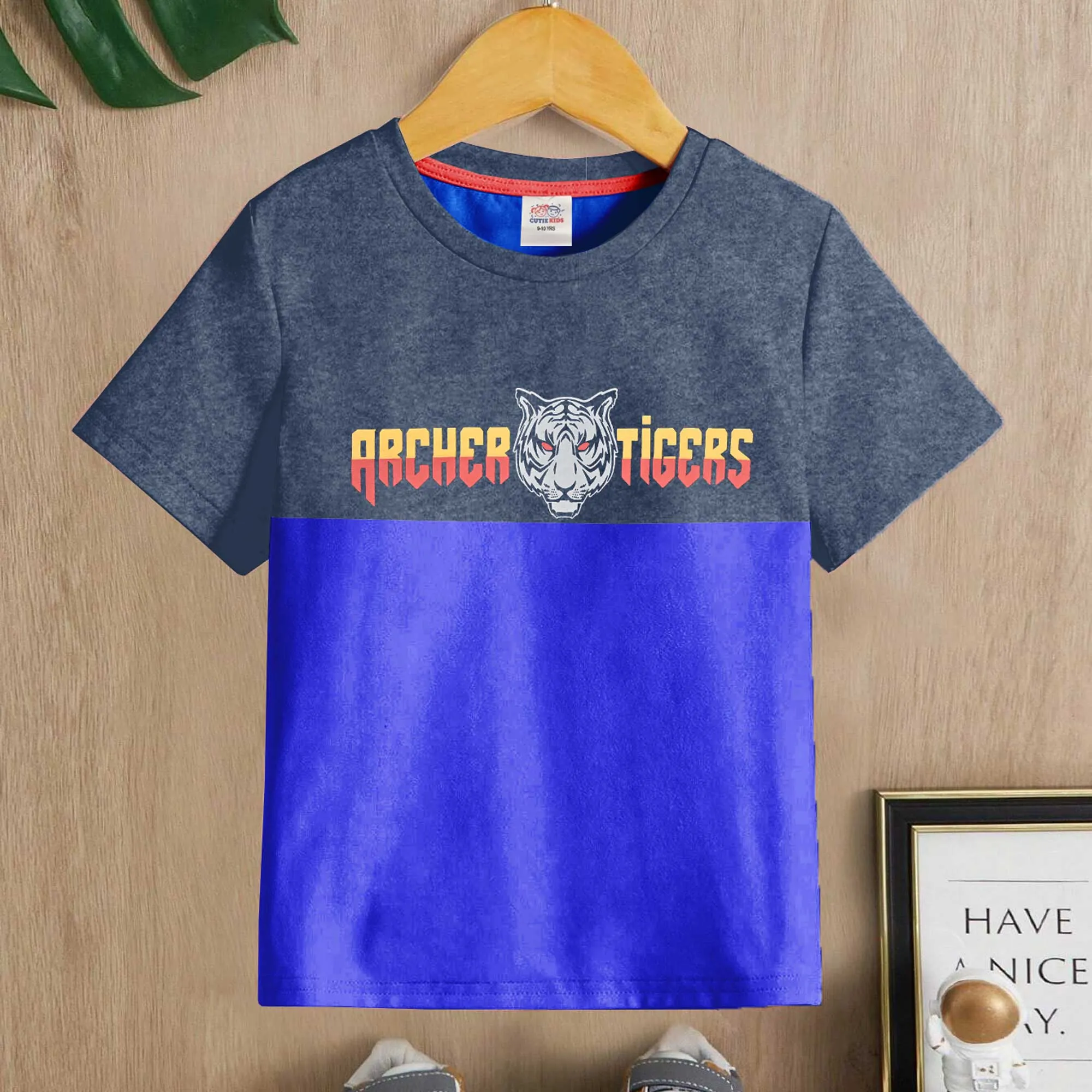 Cutie Kid's Waterford Tiger Printed Panel Design Tee Shirt