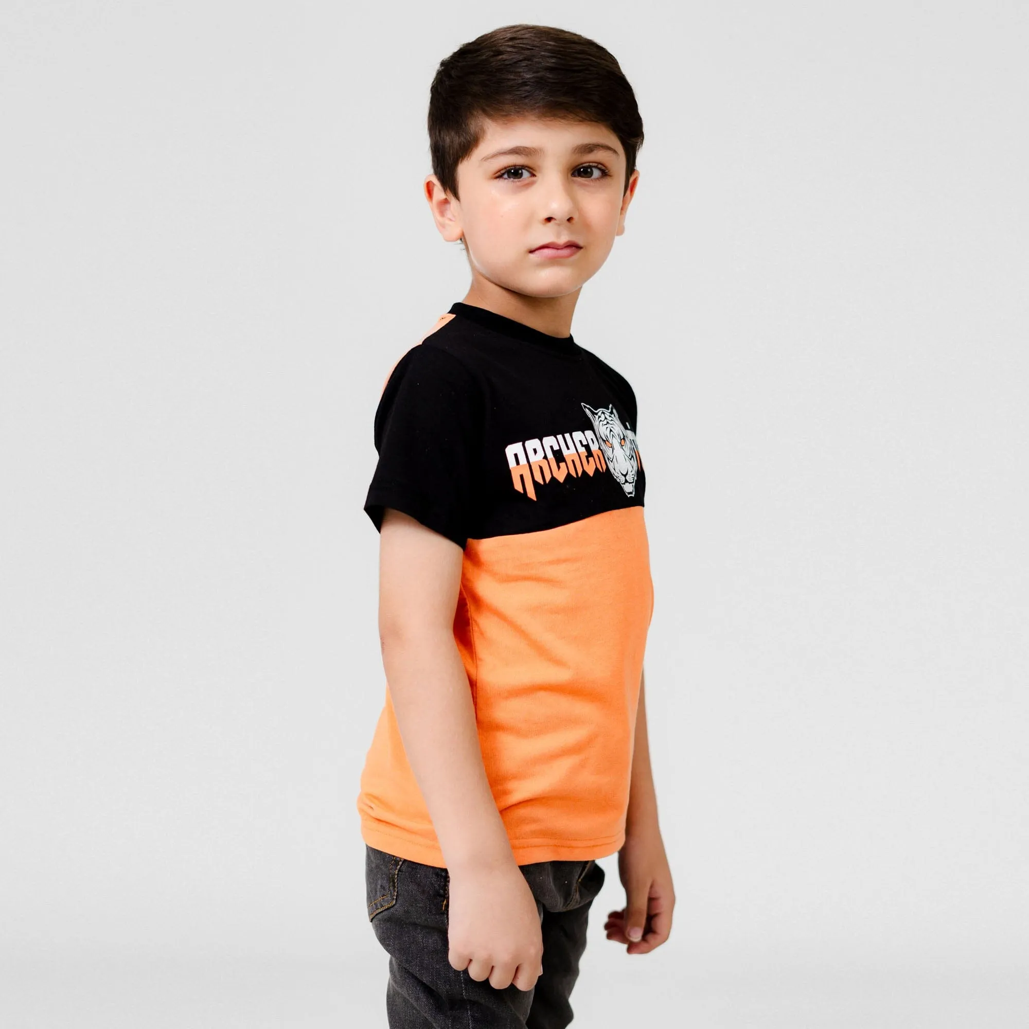 Cutie Kid's Waterford Tiger Printed Panel Design Tee Shirt