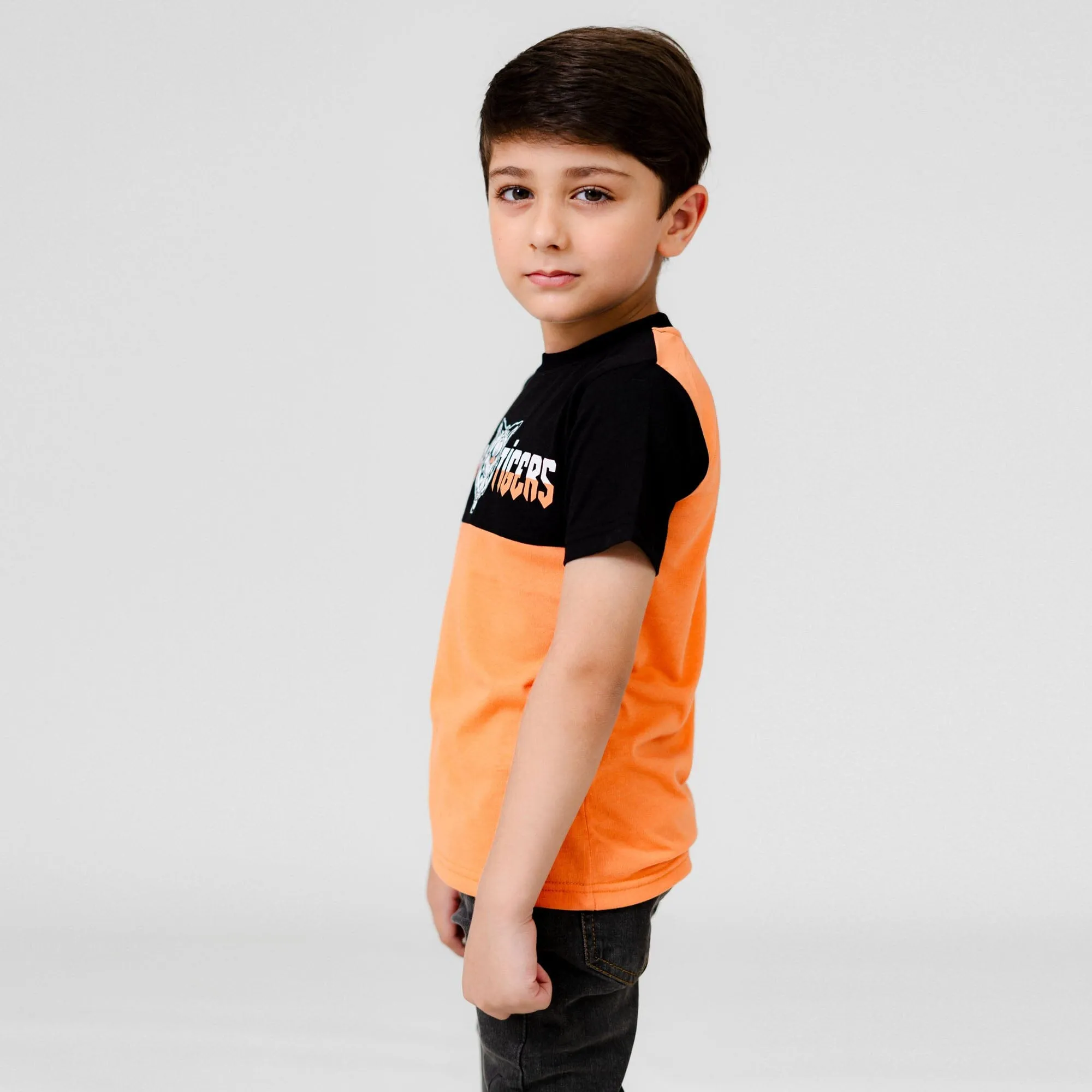 Cutie Kid's Waterford Tiger Printed Panel Design Tee Shirt