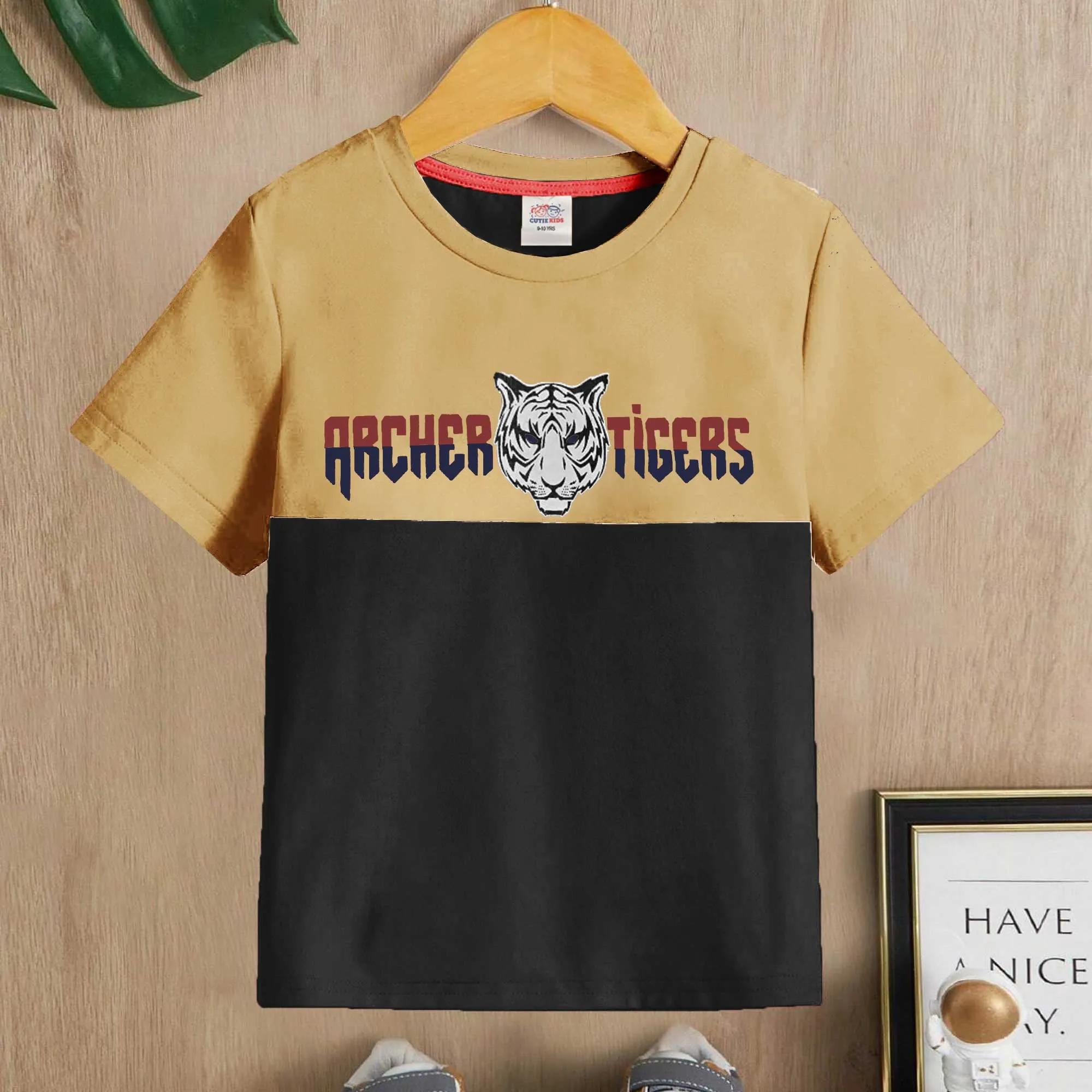 Cutie Kid's Waterford Tiger Printed Panel Design Tee Shirt