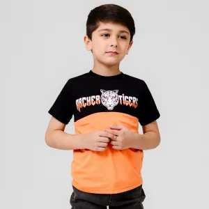 Cutie Kid's Waterford Tiger Printed Panel Design Tee Shirt