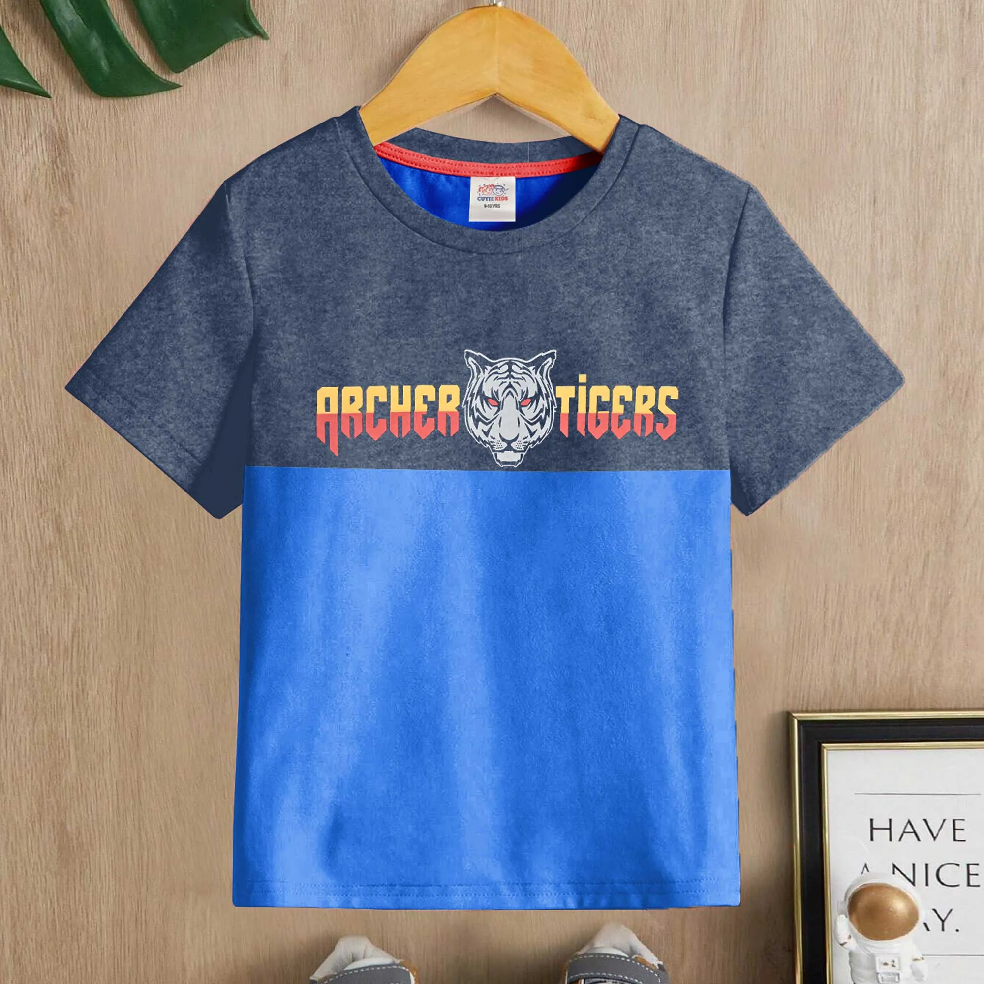 Cutie Kid's Waterford Tiger Printed Panel Design Tee Shirt