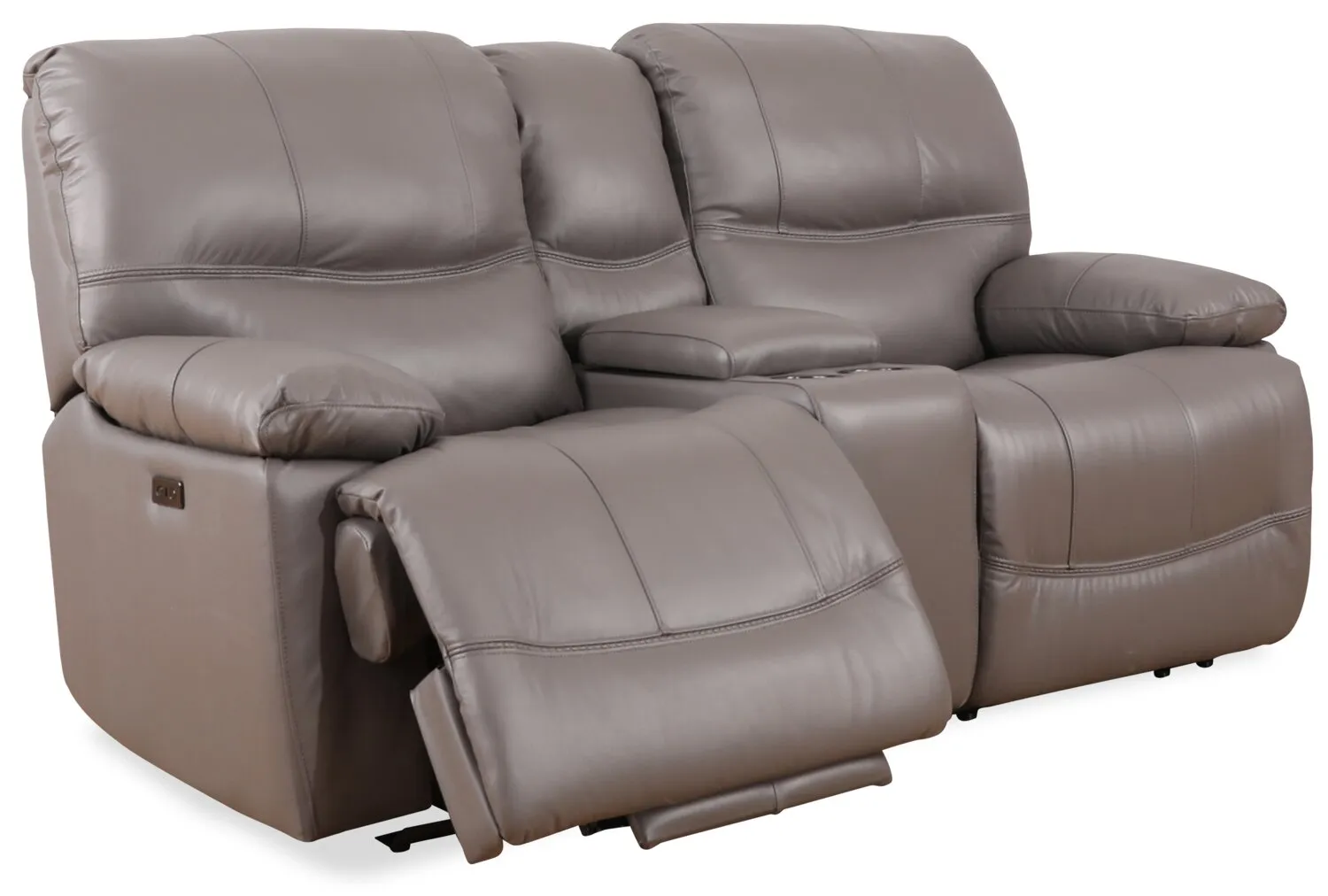 Darlington Genuine Leather Power Reclining Loveseat - Grey