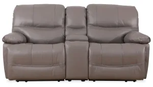 Darlington Genuine Leather Power Reclining Loveseat - Grey