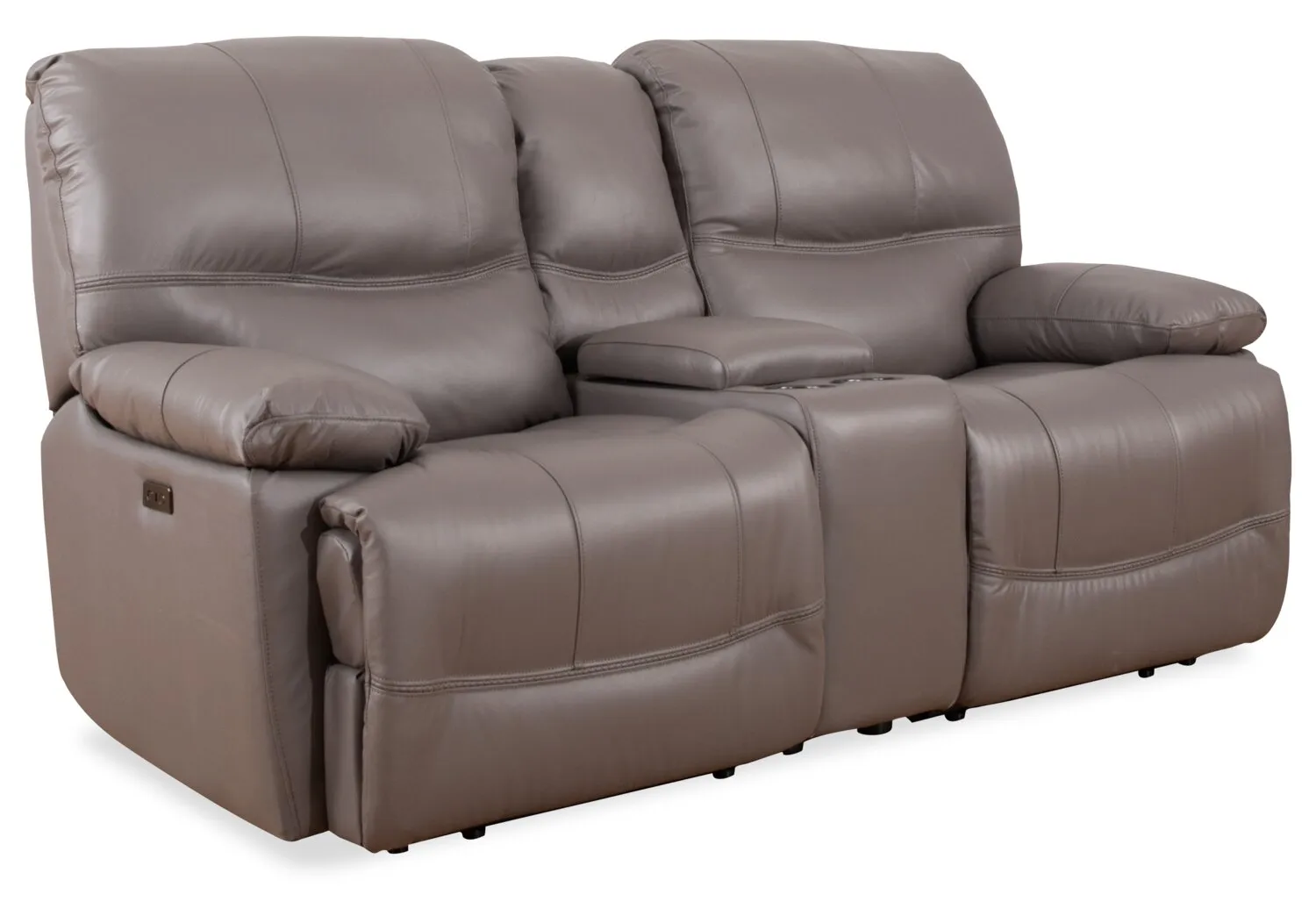 Darlington Genuine Leather Power Reclining Loveseat - Grey