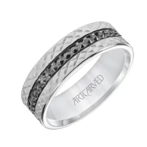 Flat Top Flat Edge Carved Wedding Band