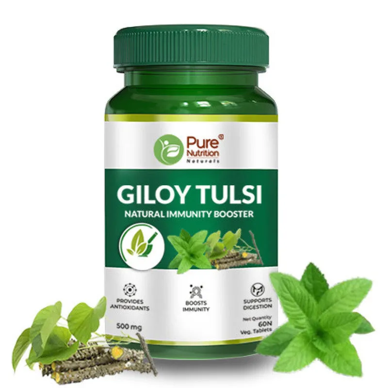 Giloy Tulsi Immunity Booster | Immune Support & Detox Blend | 60 Vegetarian Tablets