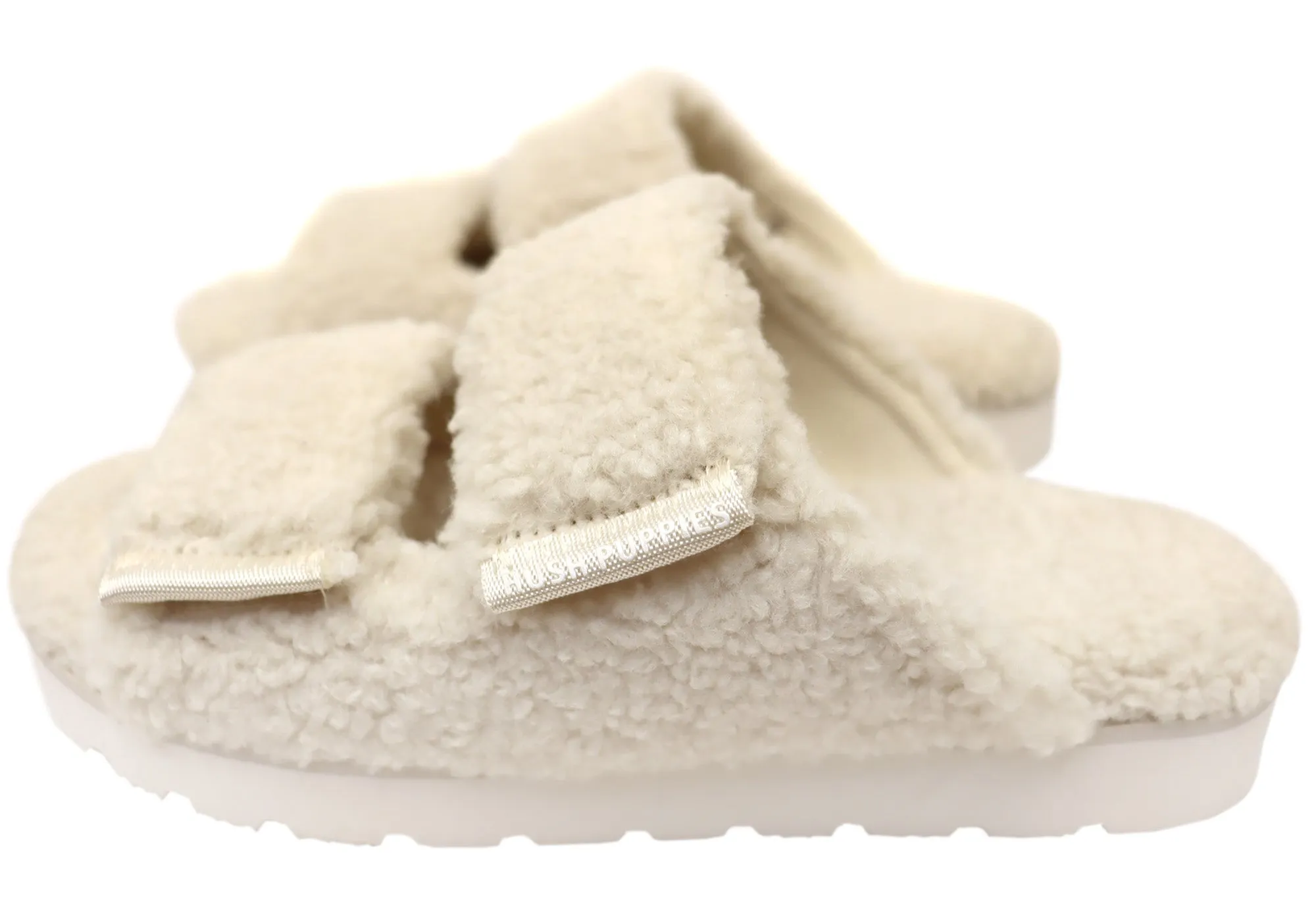 Hush Puppies Fluffy Womens Comfortable Open Toe Slippers