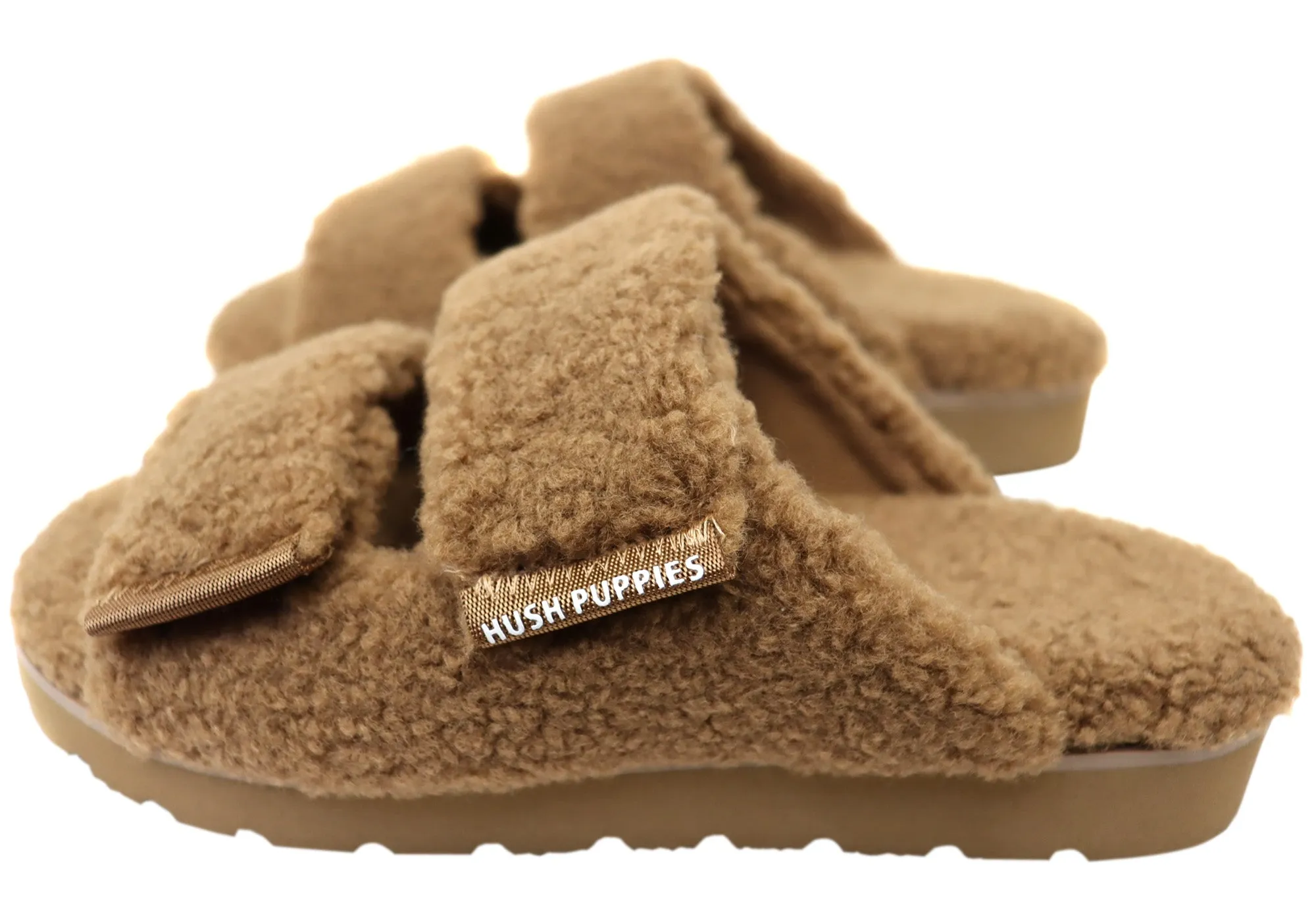 Hush Puppies Fluffy Womens Comfortable Open Toe Slippers