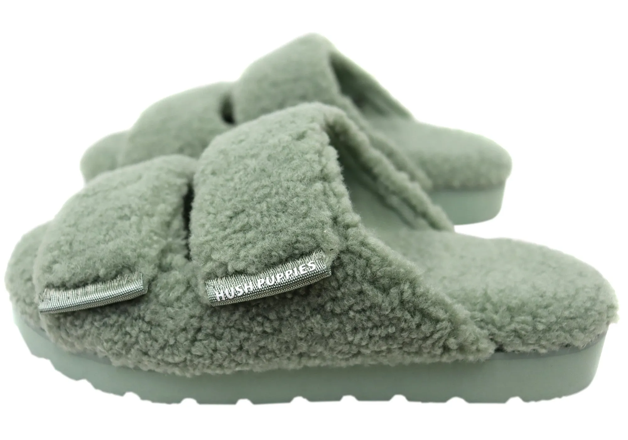 Hush Puppies Fluffy Womens Comfortable Open Toe Slippers