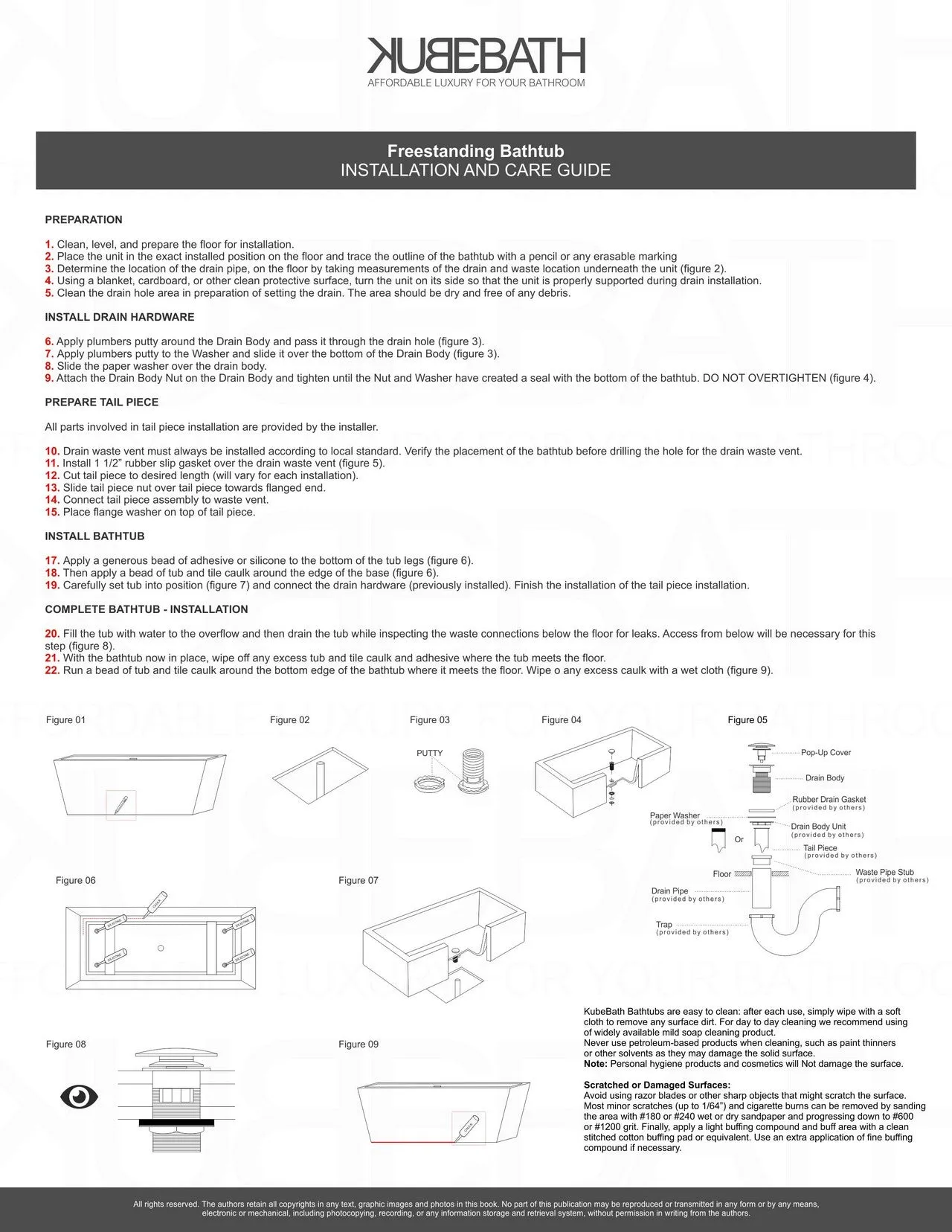 Kube Contemporanea 59'' White Free Standing Bathtub