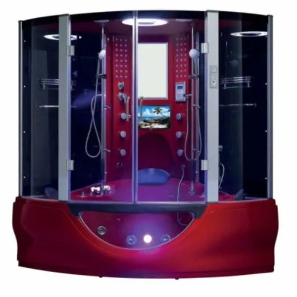 Maya Bath The Superior Platinum Red 2-Person Freestanding Steam Shower