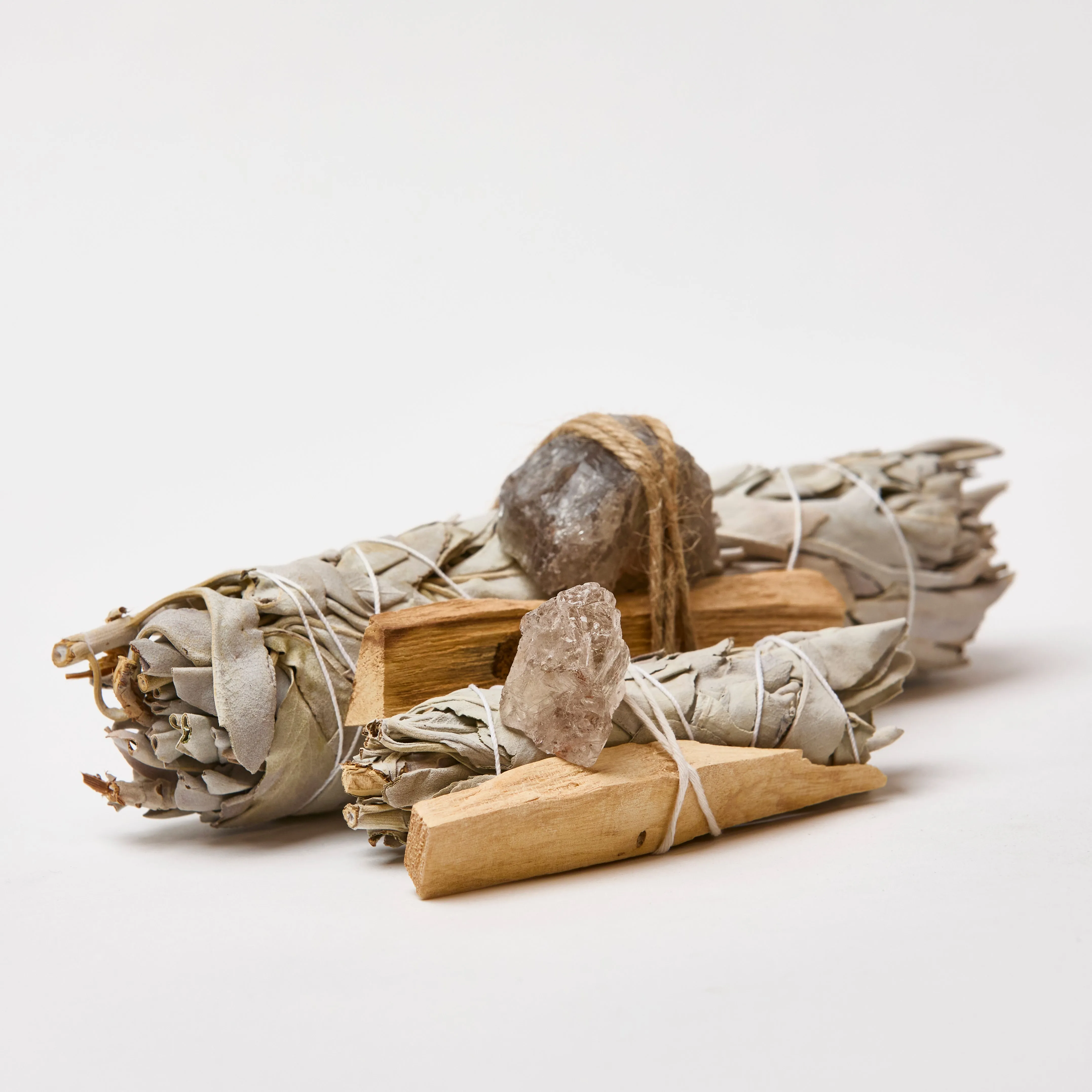 Mini White Sage Smudge Stick Kit | Smokey Quartz