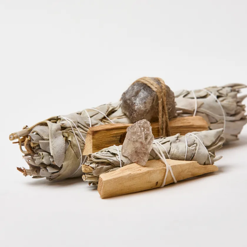 Mini White Sage Smudge Stick Kit | Smokey Quartz