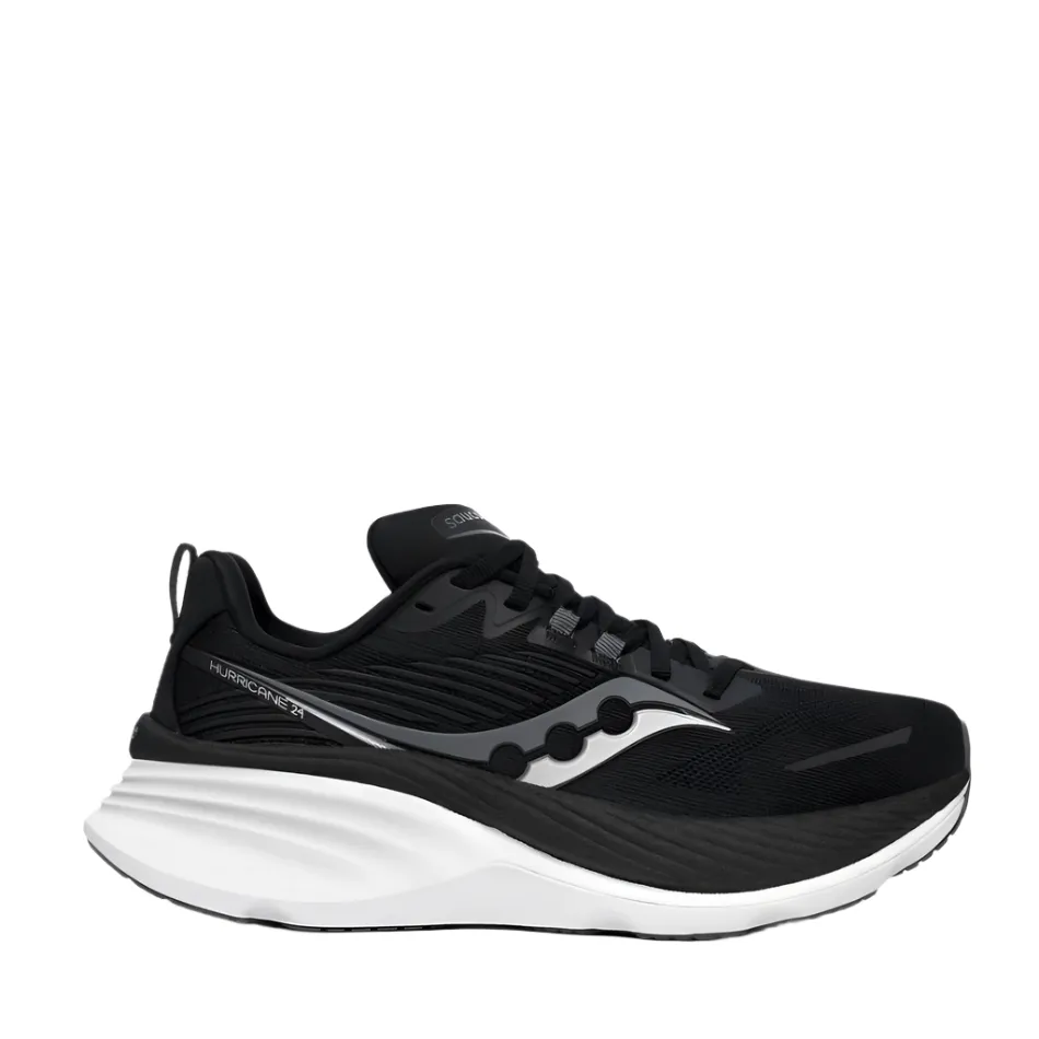 Saucony Men's Hurricane 24 Running Shoes Black/Carbon (Wide 2E Width) AW24