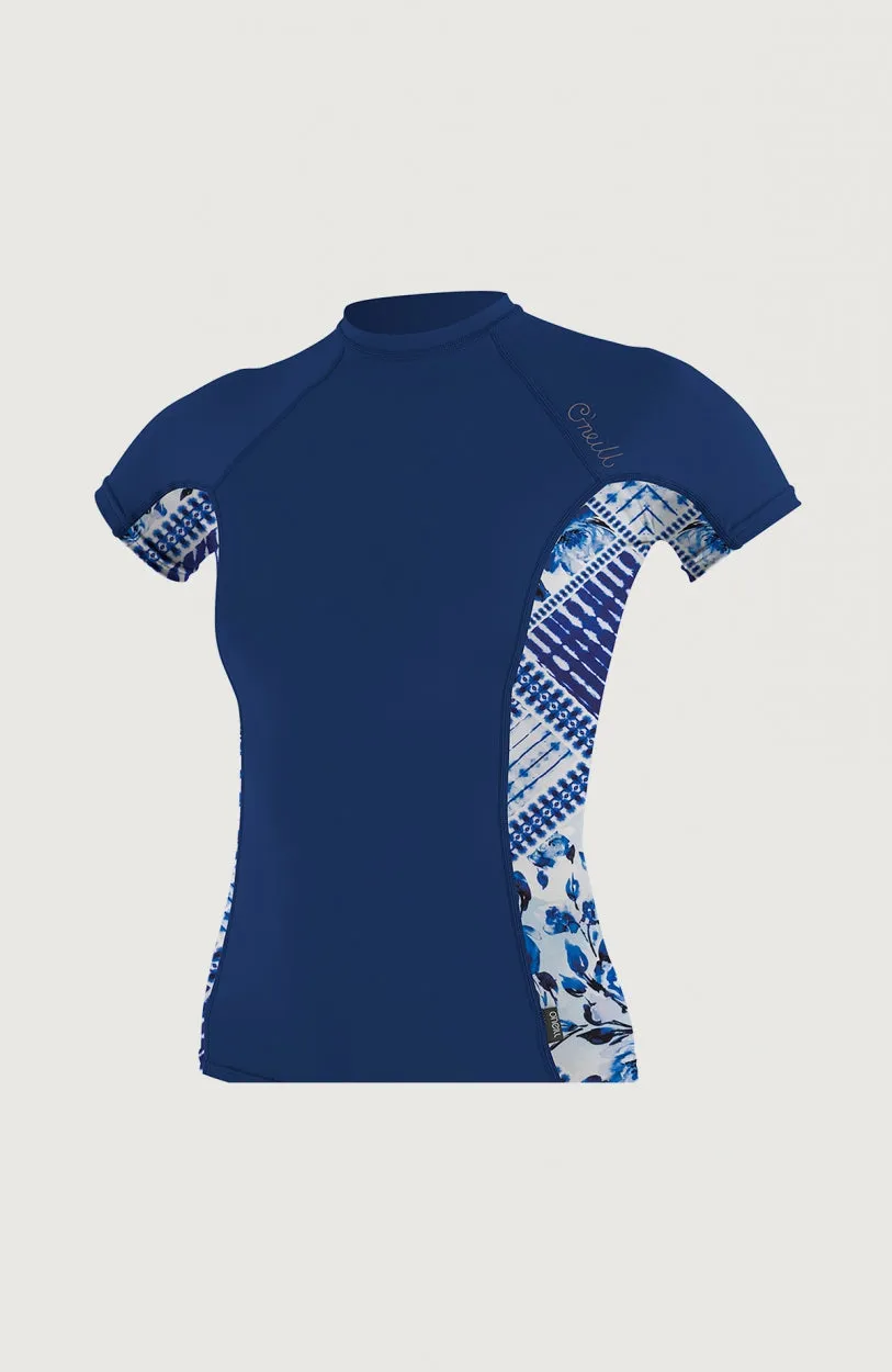 Skins Side Print Short Sleeve Rash Guard | Dark Blue