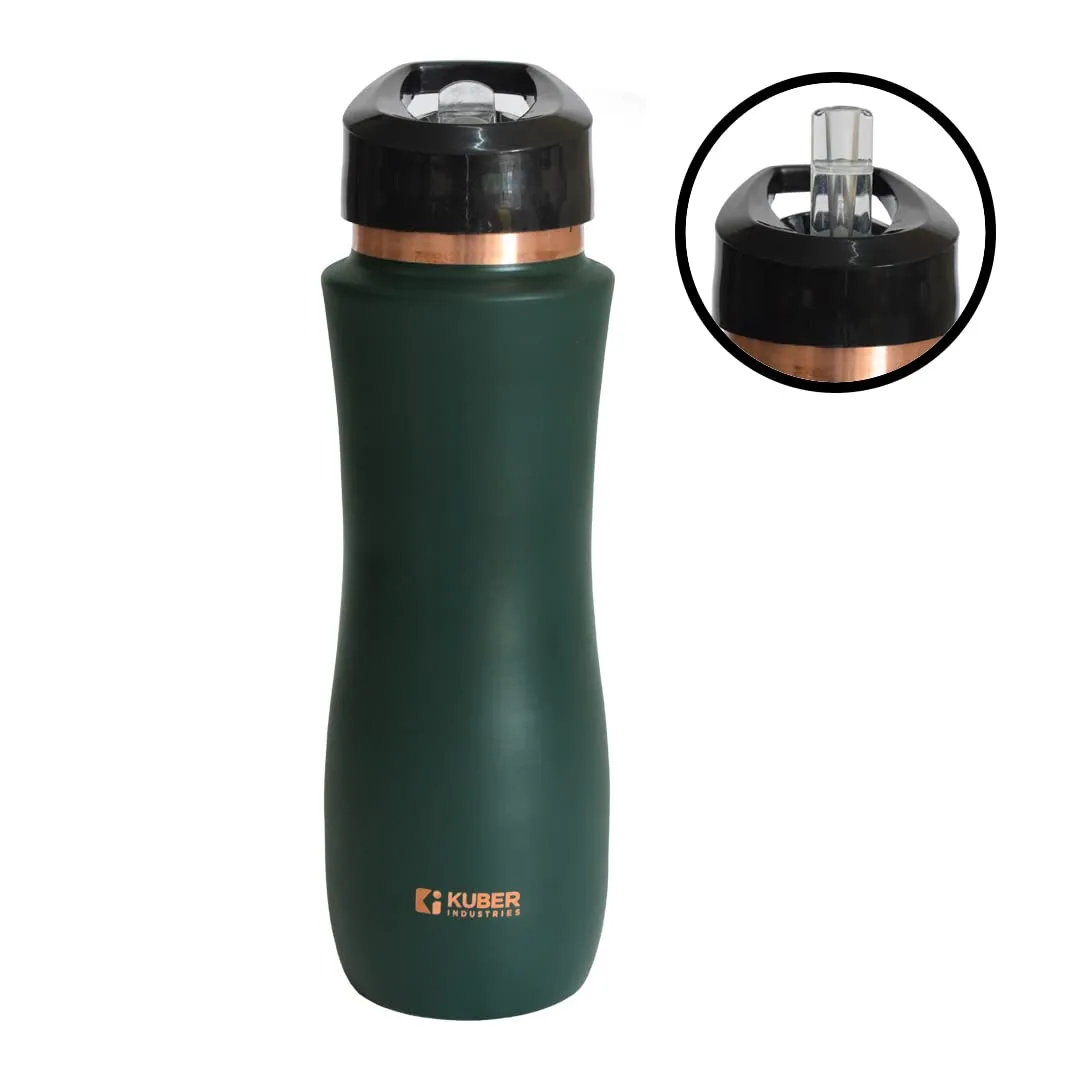 Urbane Home Copper Water Bottle with Sipper | BPA Free & Non-Toxic | Leakproof, Durable & Lightweight | With Added Health Benefits of Copper | Ergonomic Design & Easy to Clean | Maroon | Green