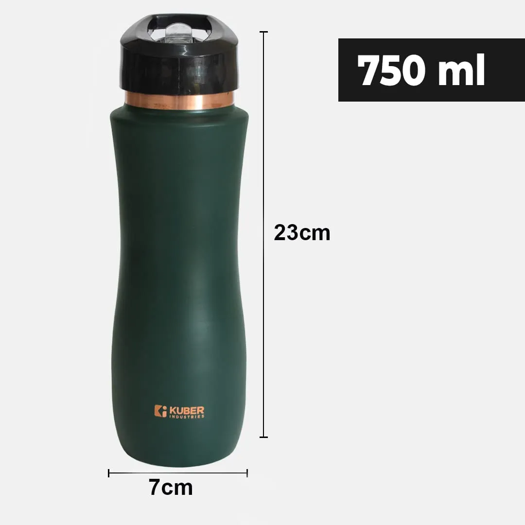 Urbane Home Copper Water Bottle with Sipper | BPA Free & Non-Toxic | Leakproof, Durable & Lightweight | With Added Health Benefits of Copper | Ergonomic Design & Easy to Clean | Maroon | Green