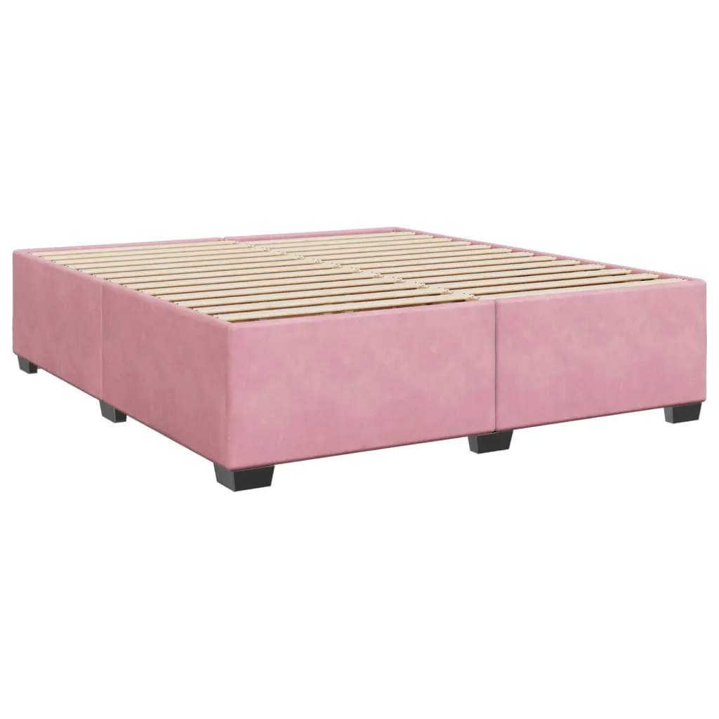 vidaXL Box Spring Bed with Mattress - Luxurious Pink Velvet, 200x200 cm - Ultimate Comfort & Style