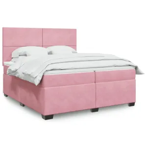 vidaXL Box Spring Bed with Mattress - Luxurious Pink Velvet, 200x200 cm - Ultimate Comfort & Style