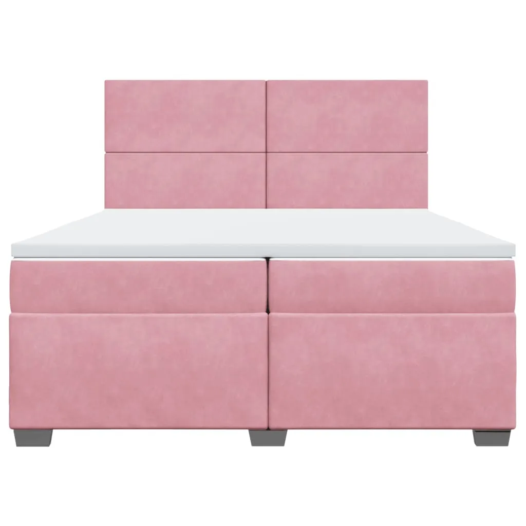 vidaXL Box Spring Bed with Mattress - Luxurious Pink Velvet, 200x200 cm - Ultimate Comfort & Style