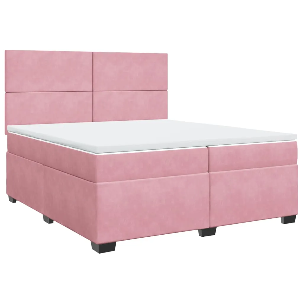 vidaXL Box Spring Bed with Mattress - Luxurious Pink Velvet, 200x200 cm - Ultimate Comfort & Style