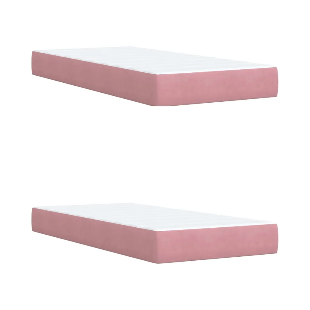 vidaXL Box Spring Bed with Mattress - Luxurious Pink Velvet, 200x200 cm - Ultimate Comfort & Style