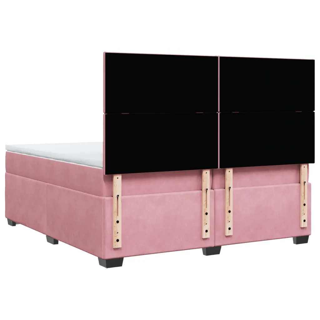 vidaXL Box Spring Bed with Mattress - Luxurious Pink Velvet, 200x200 cm - Ultimate Comfort & Style