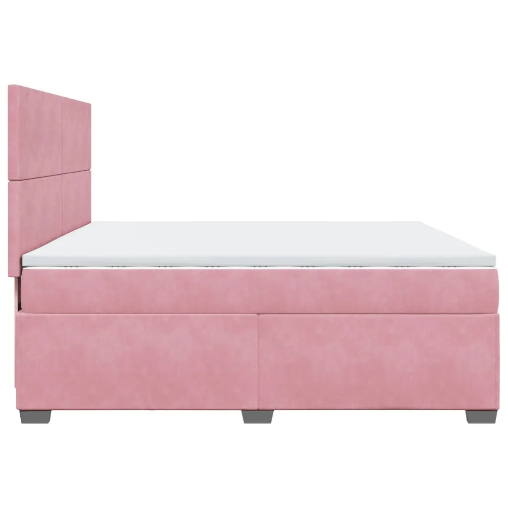 vidaXL Box Spring Bed with Mattress - Luxurious Pink Velvet, 200x200 cm - Ultimate Comfort & Style